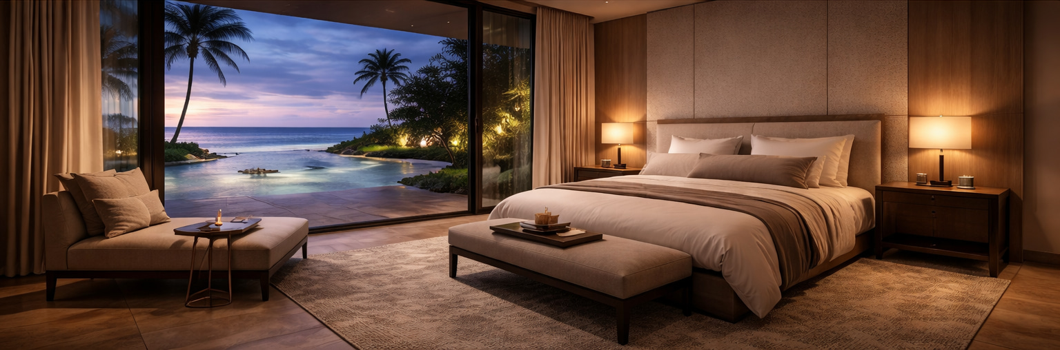 Elegant bedroom within a premium beach residence